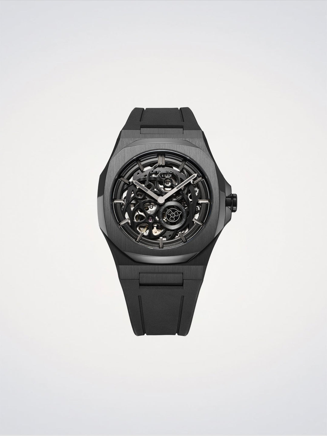 D1 Milano Jet Black Skeleton Rubber 41.5 mm D1-SKRJ17