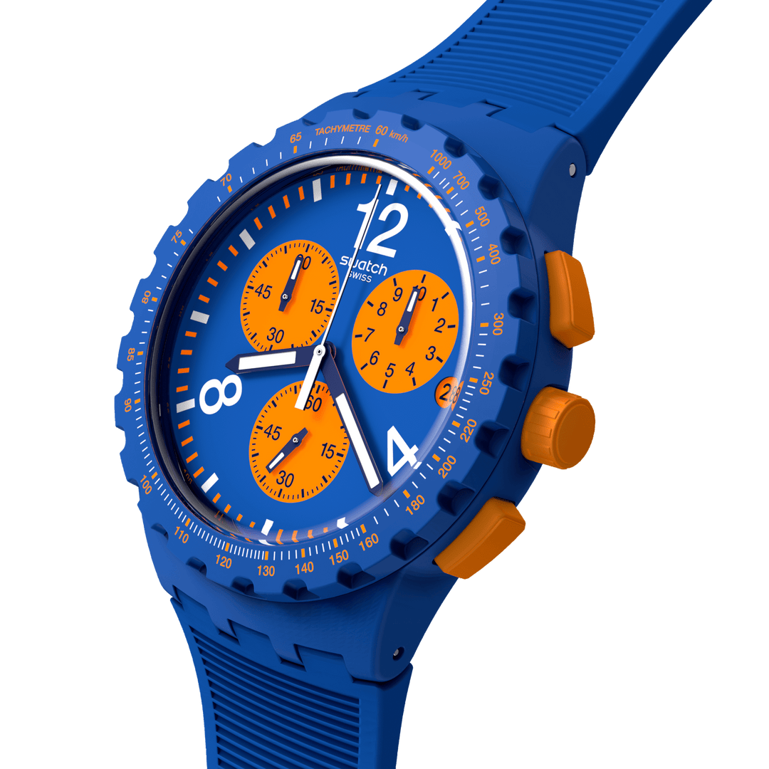 Swatch घड़ी PRIMARILY नीला मूल क्रोनो 42mm SUSN419