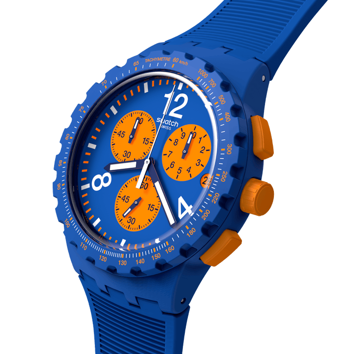 Swatch घड़ी PRIMARILY नीला मूल क्रोनो 42mm SUSN419