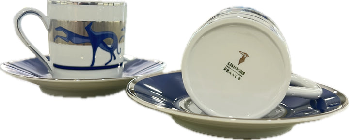 Trussardi Set 2 coffee cups with Limoges Levrieri_blu porcelain sugar sugar