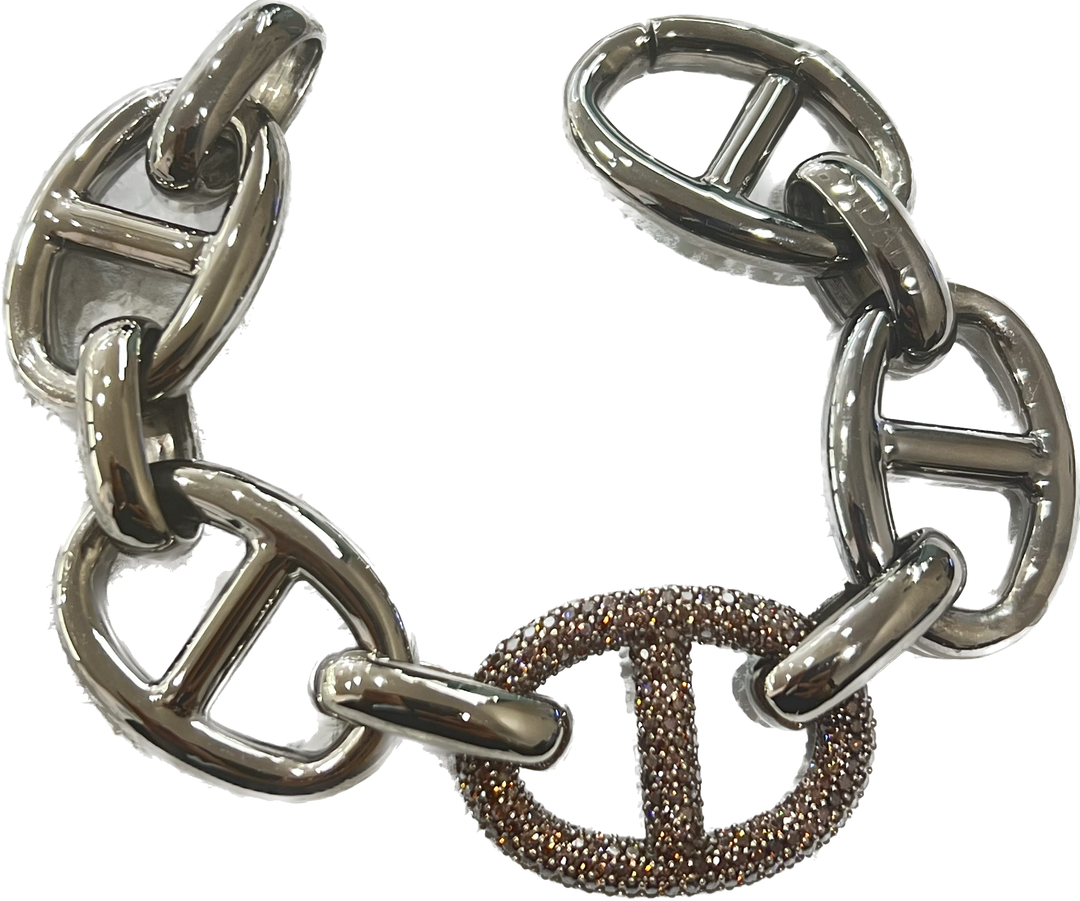 Léine Mara Silver Bracelet Sidalo 925 Rutenio Ciúb Zirconia Finut Brown M-4442-BW