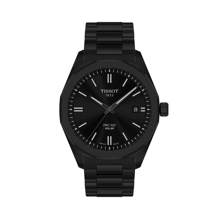 Tissot watch PRC 100 Solar 39mm black quartz steel black PVD finish T151.422.33.051.00