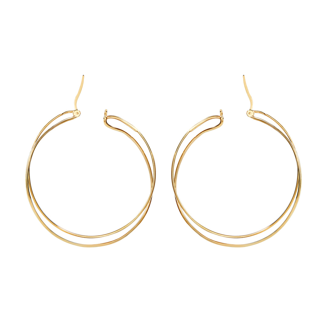 Earrings imeall Breil Lightline cruach ip ór ór TJ3676 ag críochnú