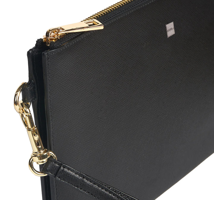 Gerba flat clutch bag in saffiano calfskin measures: 25x16 cm GB010 BLACK