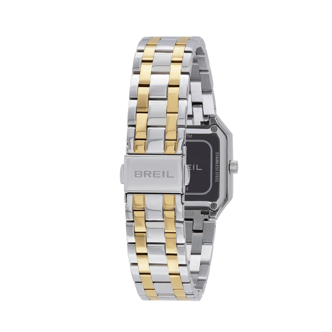 Breil watch the b 27x26mm silver quartz steel finishes pvd yellow gold tw2071