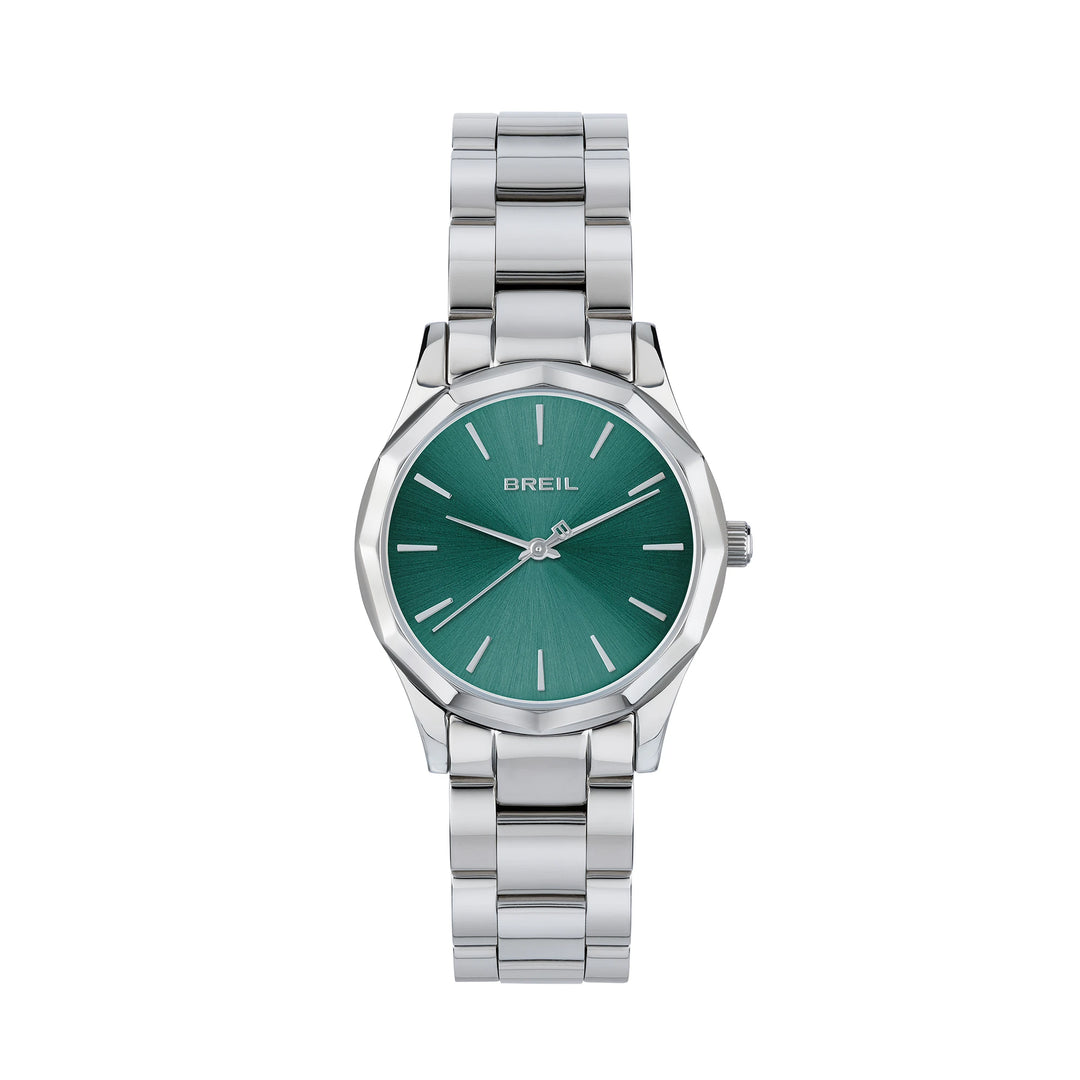 Breil clock dozen 32mm green quartz steel Tw2085