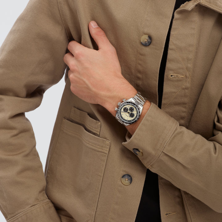 Breil Vanguard Chrono watch 43mm beige quartz steel TW2109