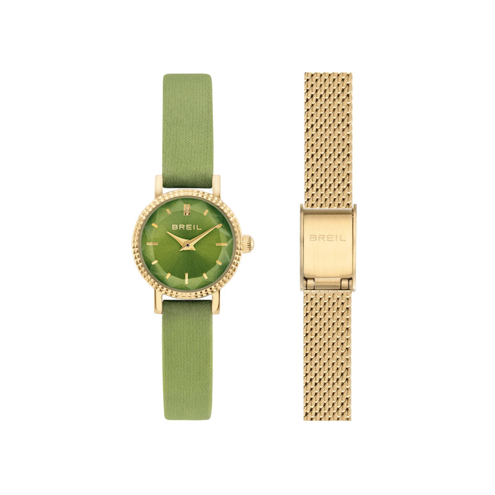 Breil Darling watch 18mm green quartz steel IP gold finish TW2190
