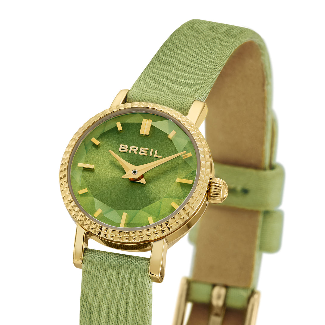 Breil Darling watch 18mm green quartz steel IP gold finish TW2190