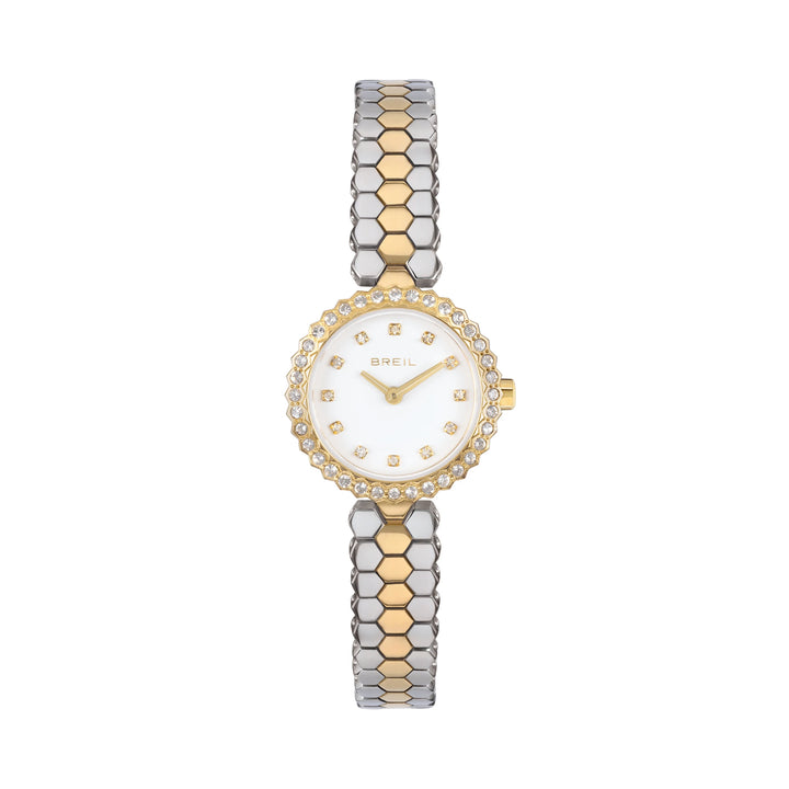 Breil Primp watch 24mm white quartz steel PVD finish 14k gold TW2200