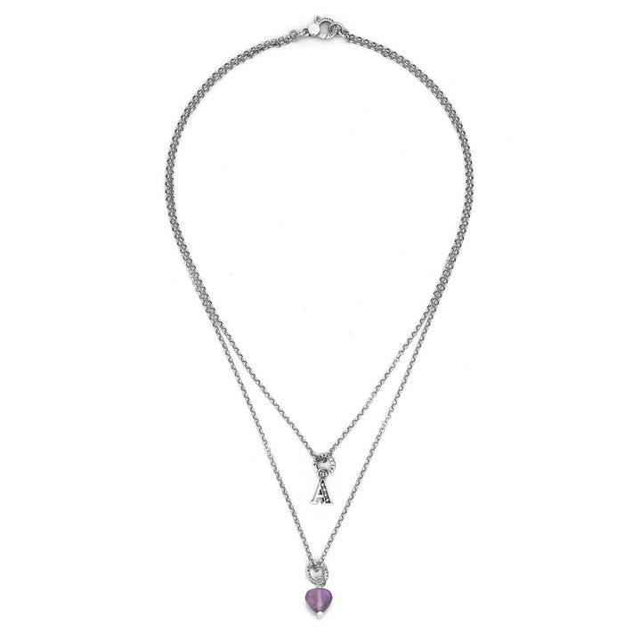Giovanni Raspini necklace precious gift letter to Necklace in 925 silver, amethyst and zircons X01494