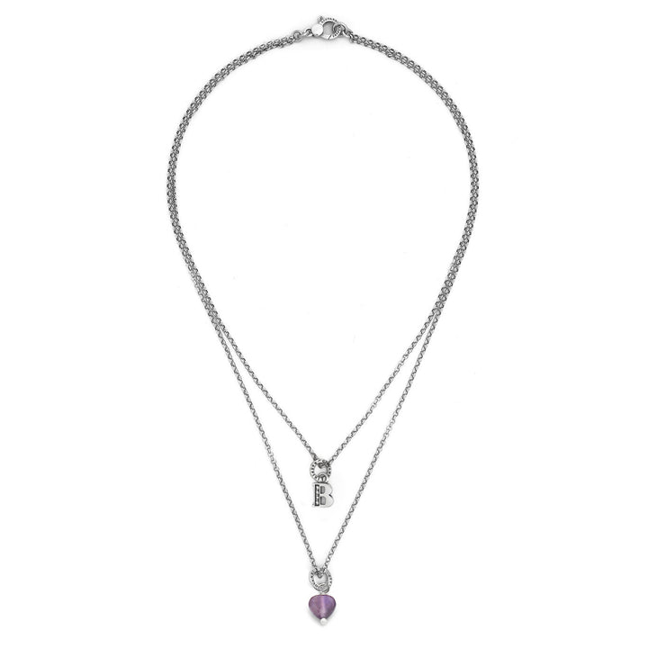 Giovanni Raspini necklace precious gift letter b Necklace in 925 silver, amethyst and zircons X01493
