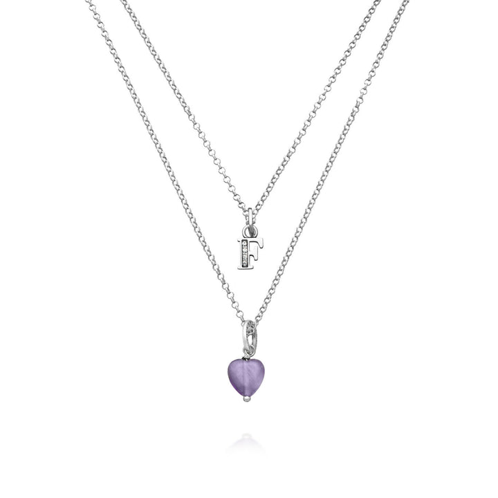 Giovanni Raspini necklace precious gift letter f Necklace in 925 silver, amethyst and zircons X01489