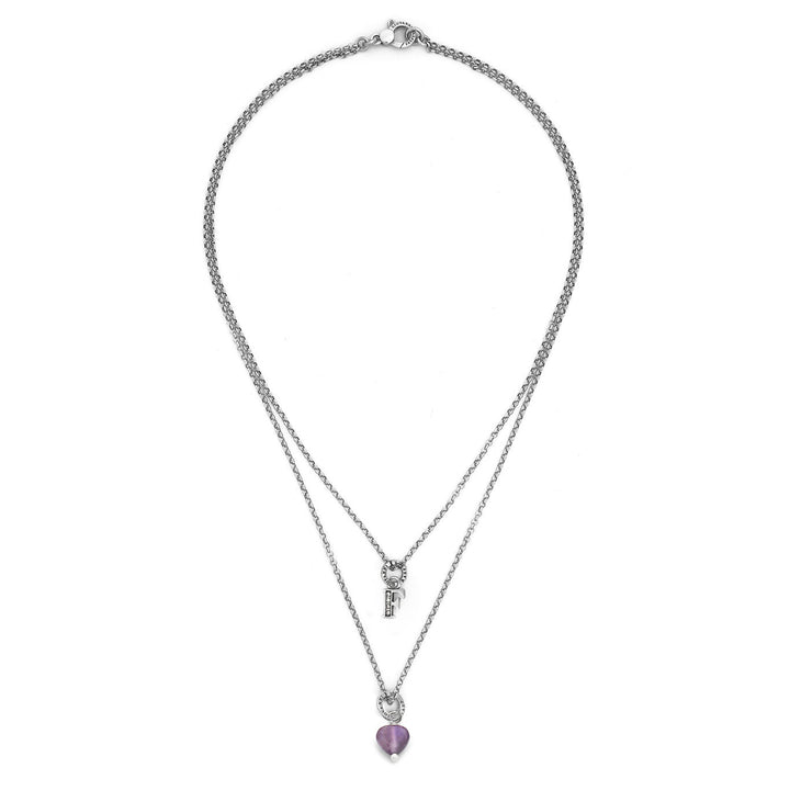 Giovanni Raspini necklace precious gift letter f Necklace in 925 silver, amethyst and zircons X01489