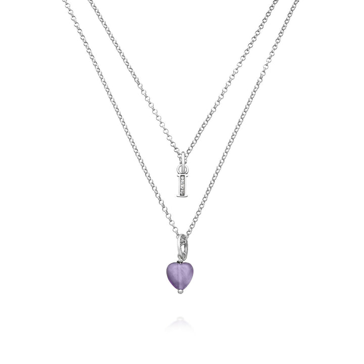 Giovanni Raspini necklace precious gift letter I Necklace in 925 silver, amethyst and zircons X01486