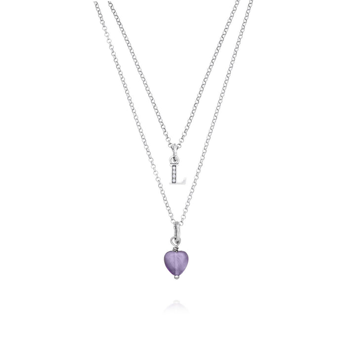 Giovanni Raspini necklace precious gift letter l Necklace in 925 silver, amethyst and zircons X01483