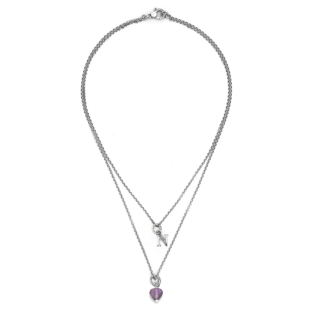 Giovanni Raspini necklace precious gift letter n Necklace in 925 silver, amethyst and zircons X01481