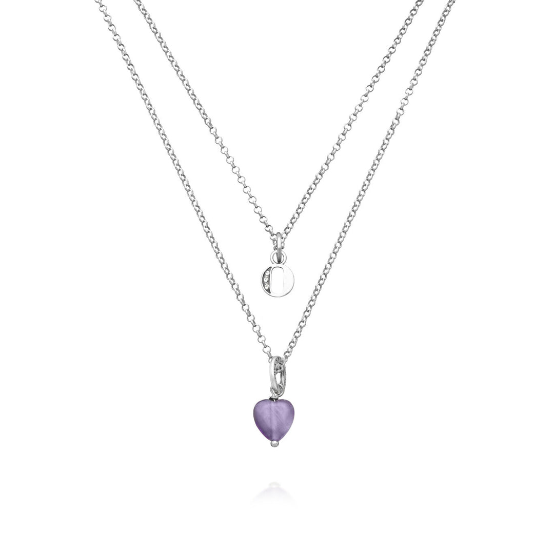 Giovanni Raspini necklace precious gift letter o Necklace in 925 silver, amethyst and zircons X01480