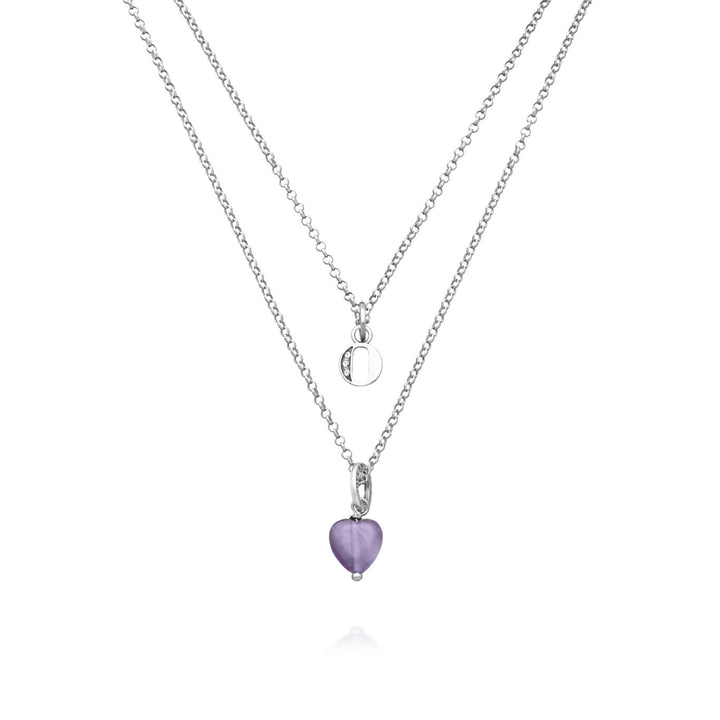 Giovanni Raspini necklace precious gift letter o Necklace in 925 silver, amethyst and zircons X01480