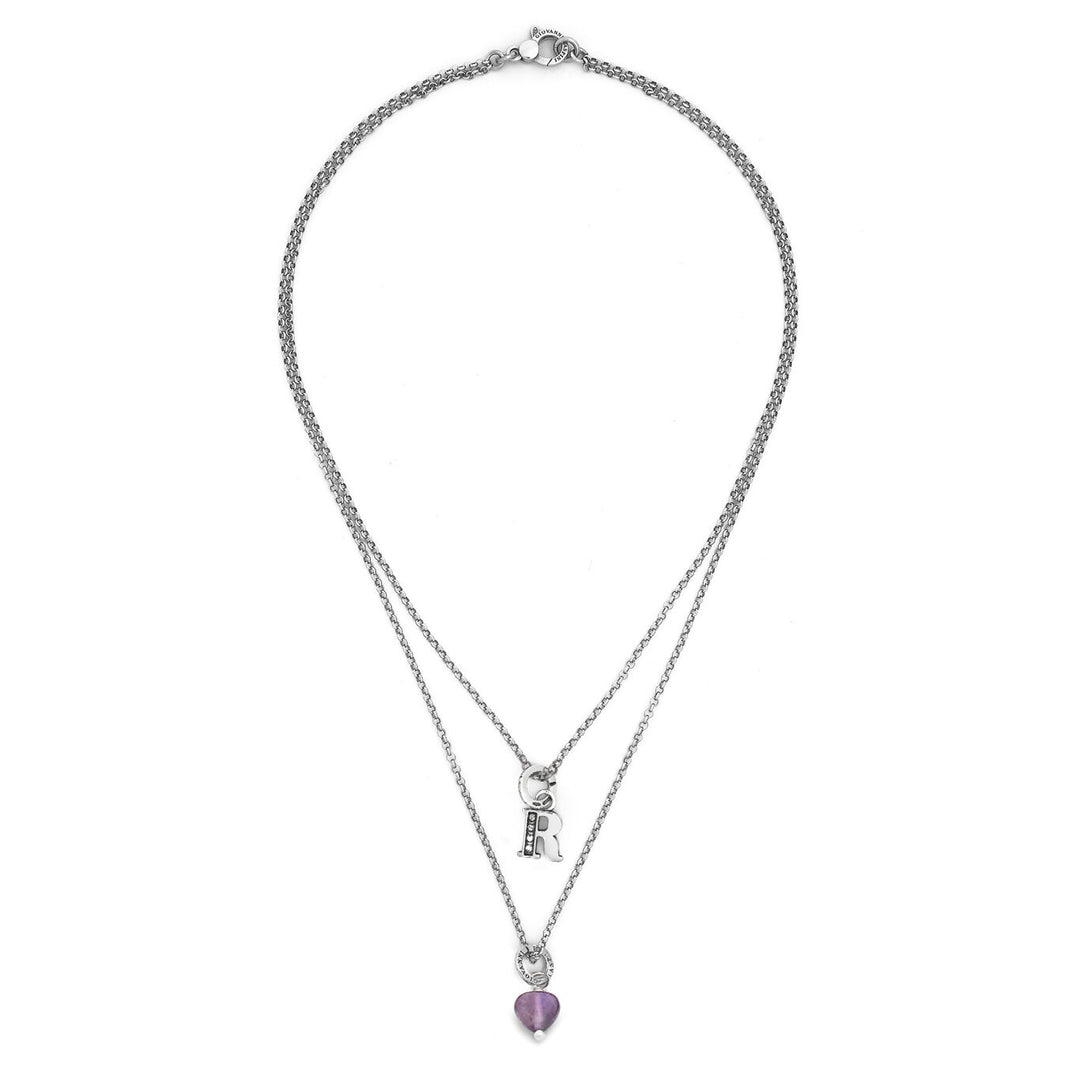 Giovanni Raspini necklace precious gift letter r Necklace in 925 silver, amethyst and zircons X01477