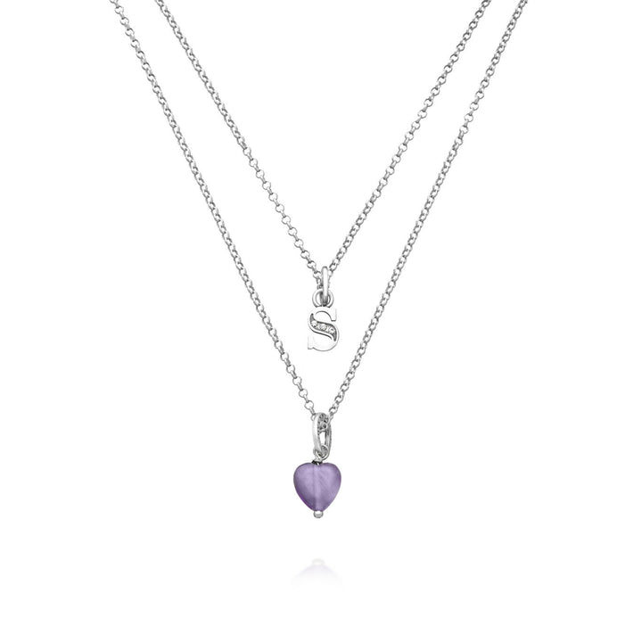 Giovanni Raspini necklace precious gift letter s Necklace in 925 silver, amethyst and zircons X01476