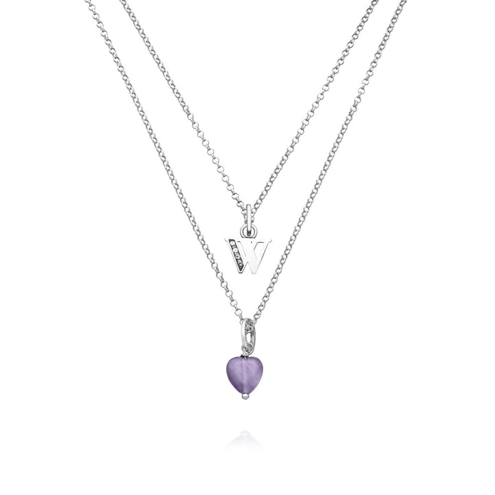 Giovanni Raspini necklace precious gift letter w Necklace in 925 silver, amethyst and zircons X01472