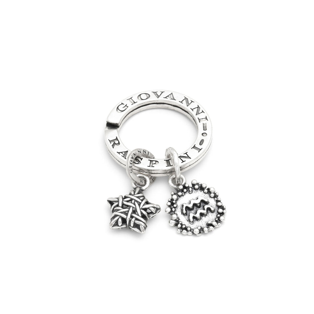 Giovanni Raspini Aquarius and Star key ring silver X01632