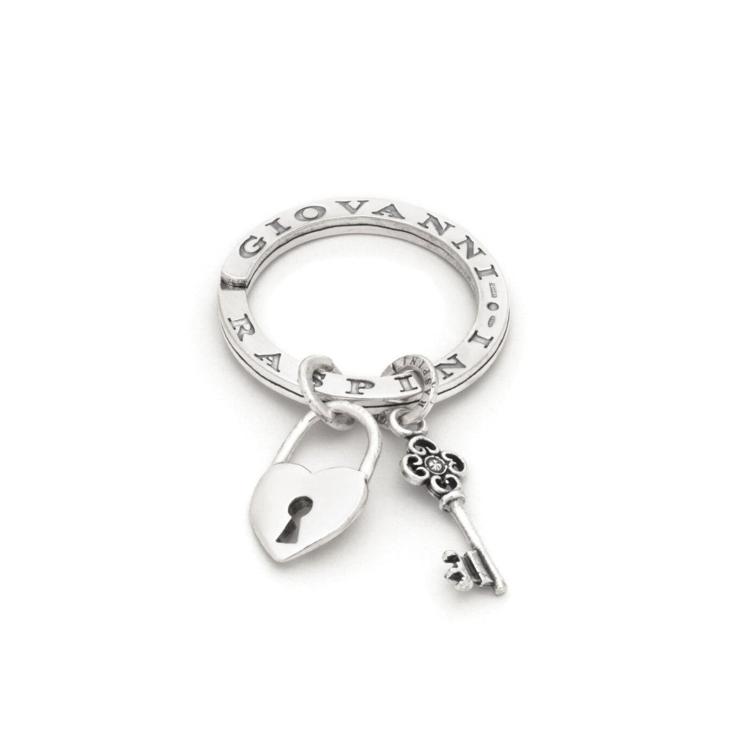 Giovanni Raspini Silver padlock and key key ring X01747