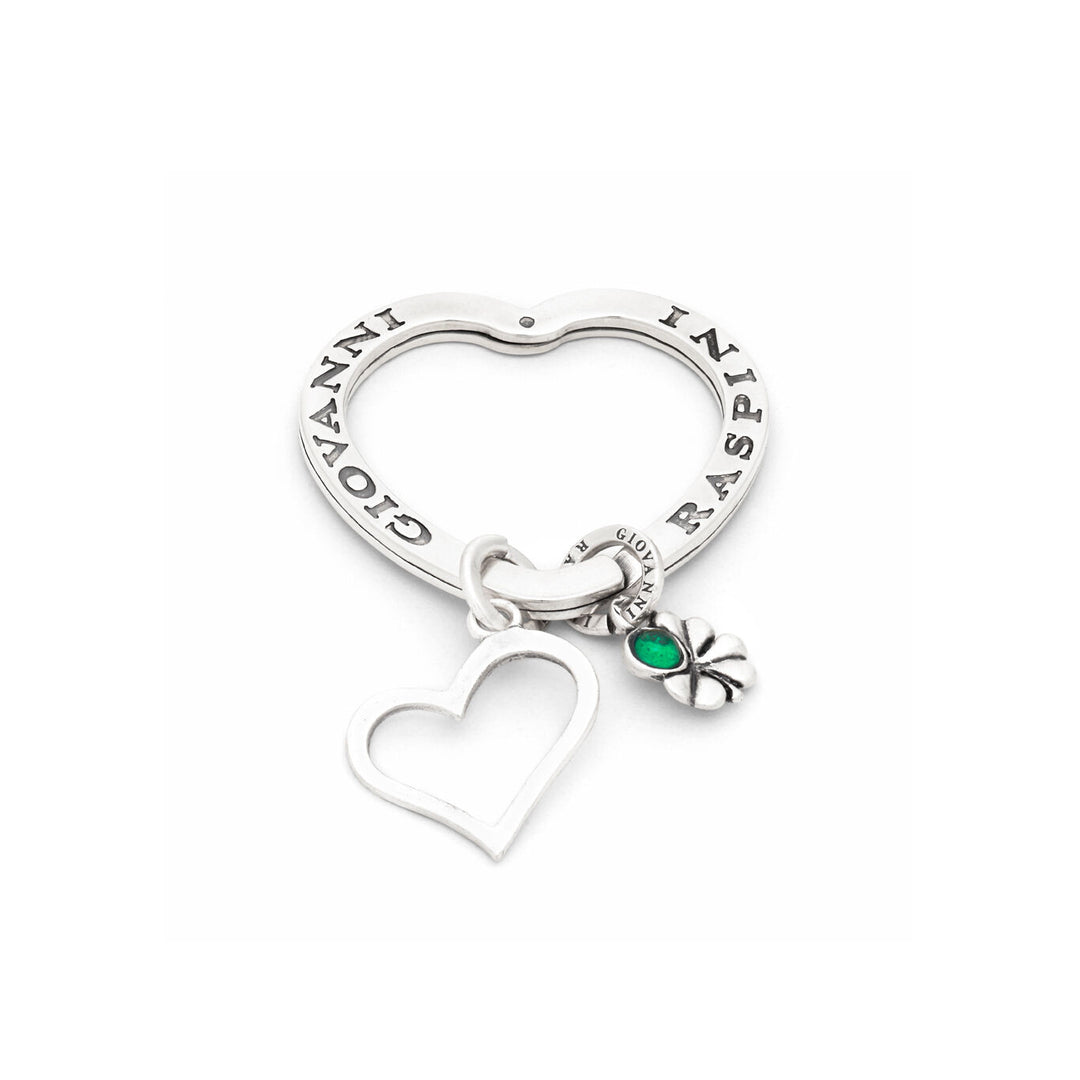 Giovanni Raspini Silver heart and four-leaf clover key ring X01753