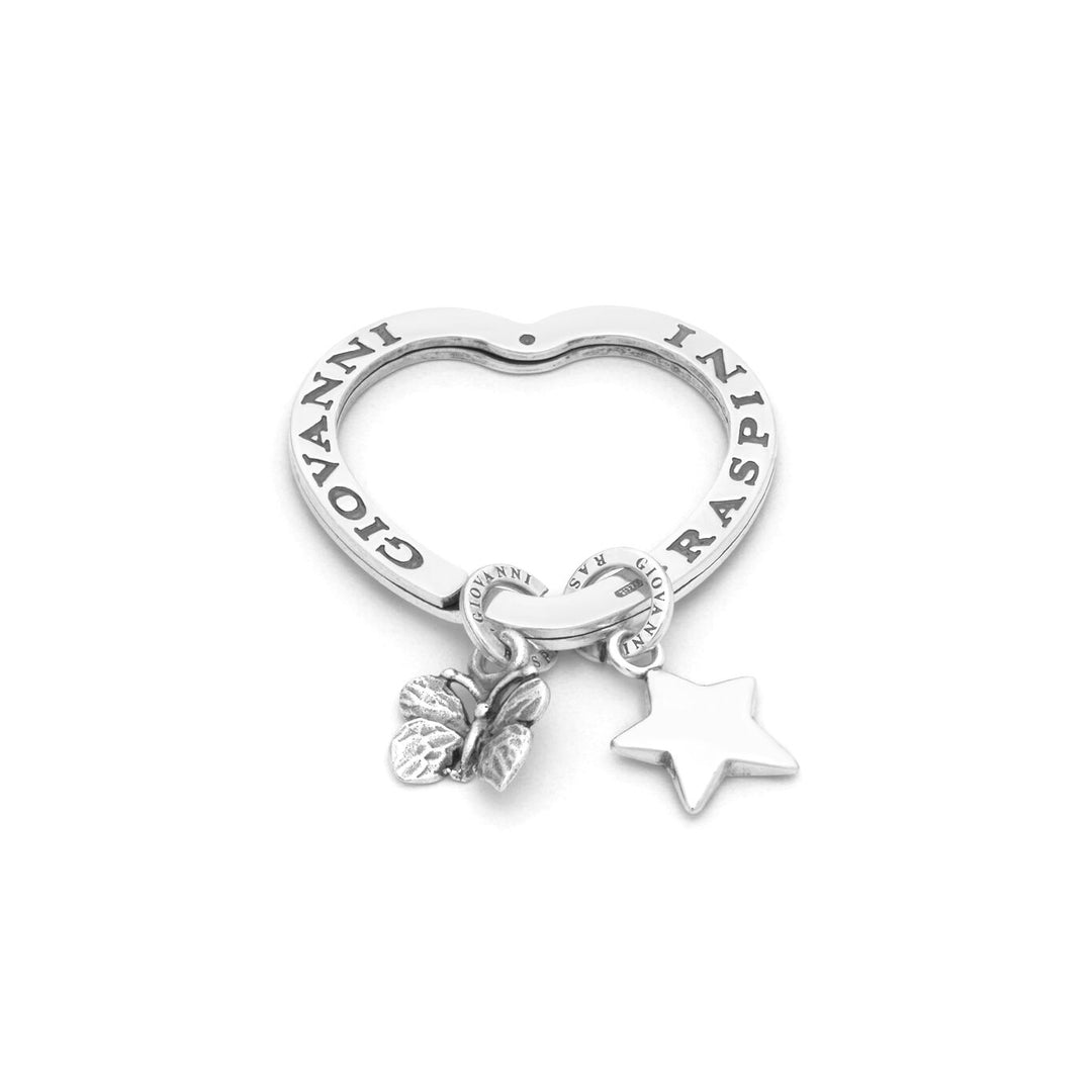 Giovanni Raspini Silver star and butterfly key ring X01758