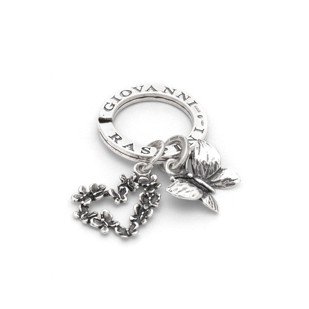 Giovanni Raspini Silver heart and butterfly key ring X01760