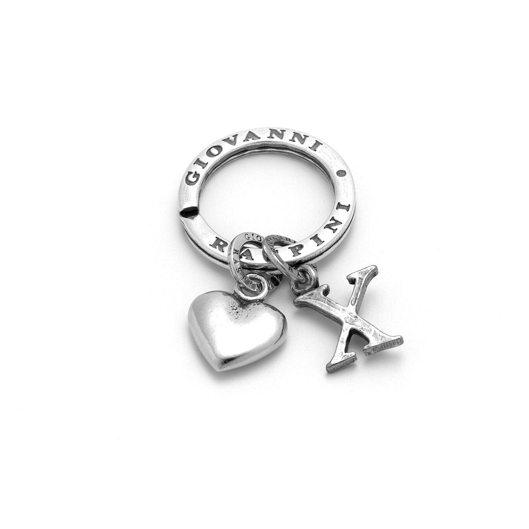 Giovanni Raspini Heart and Letter X key ring silver X01846