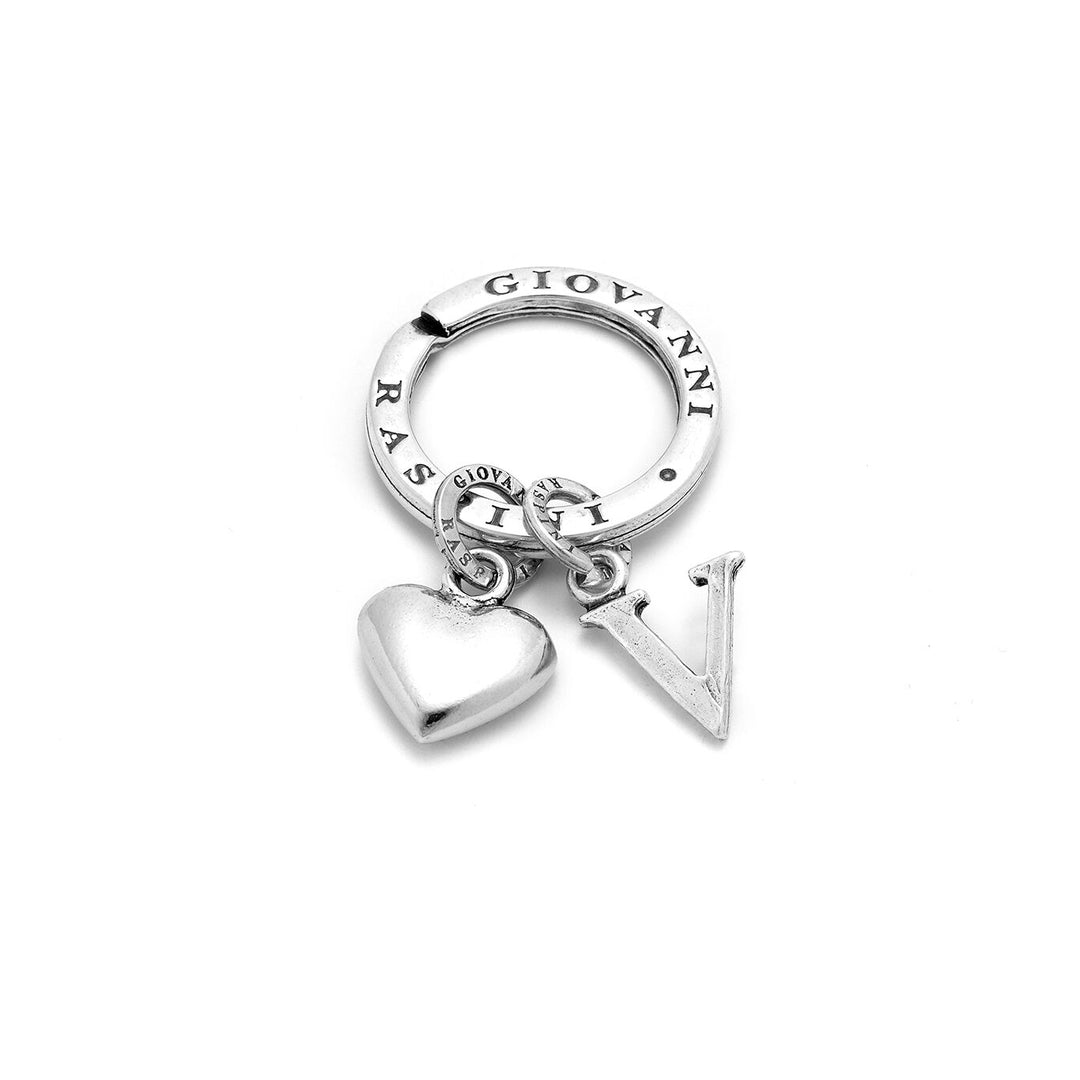 Giovanni Raspini Heart and Letter V key ring silver X01852