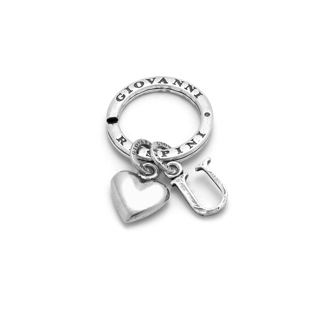 Giovanni Raspini Heart and Letter U key ring silver X01853
