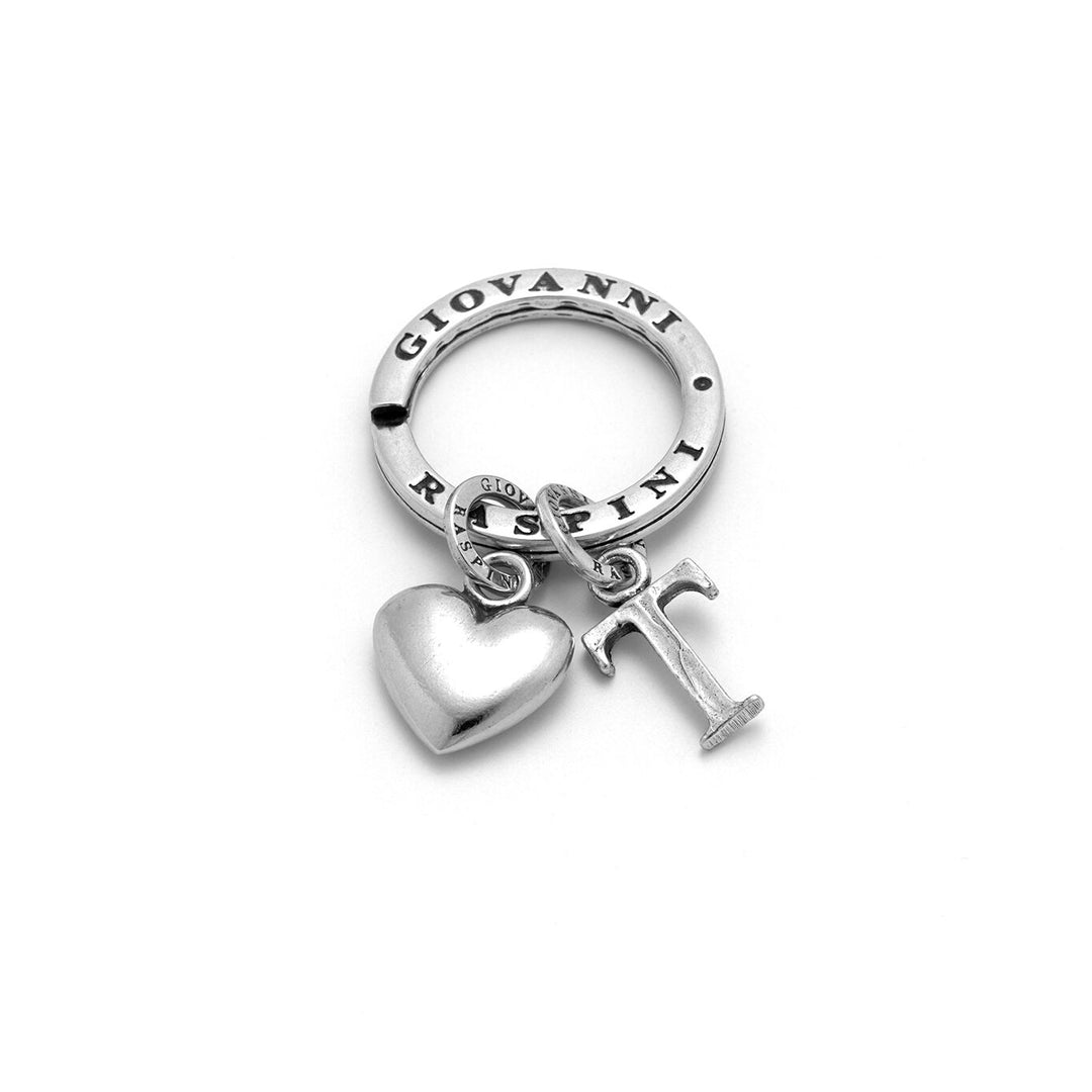 Giovanni Raspini Heart and Letter T key ring silver X01854