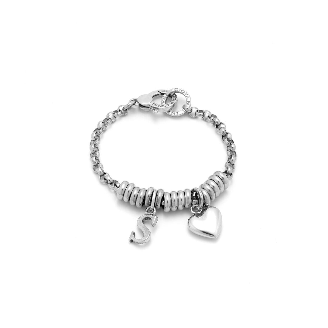 Giovanni Raspini Heart and Letter S silver bracelet X01879
