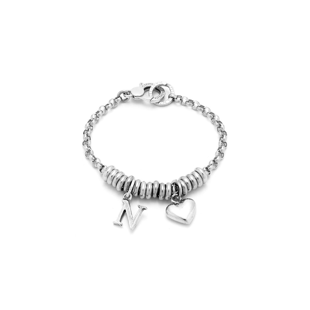 Giovanni Raspini Heart and Letter N silver bracelet X01884
