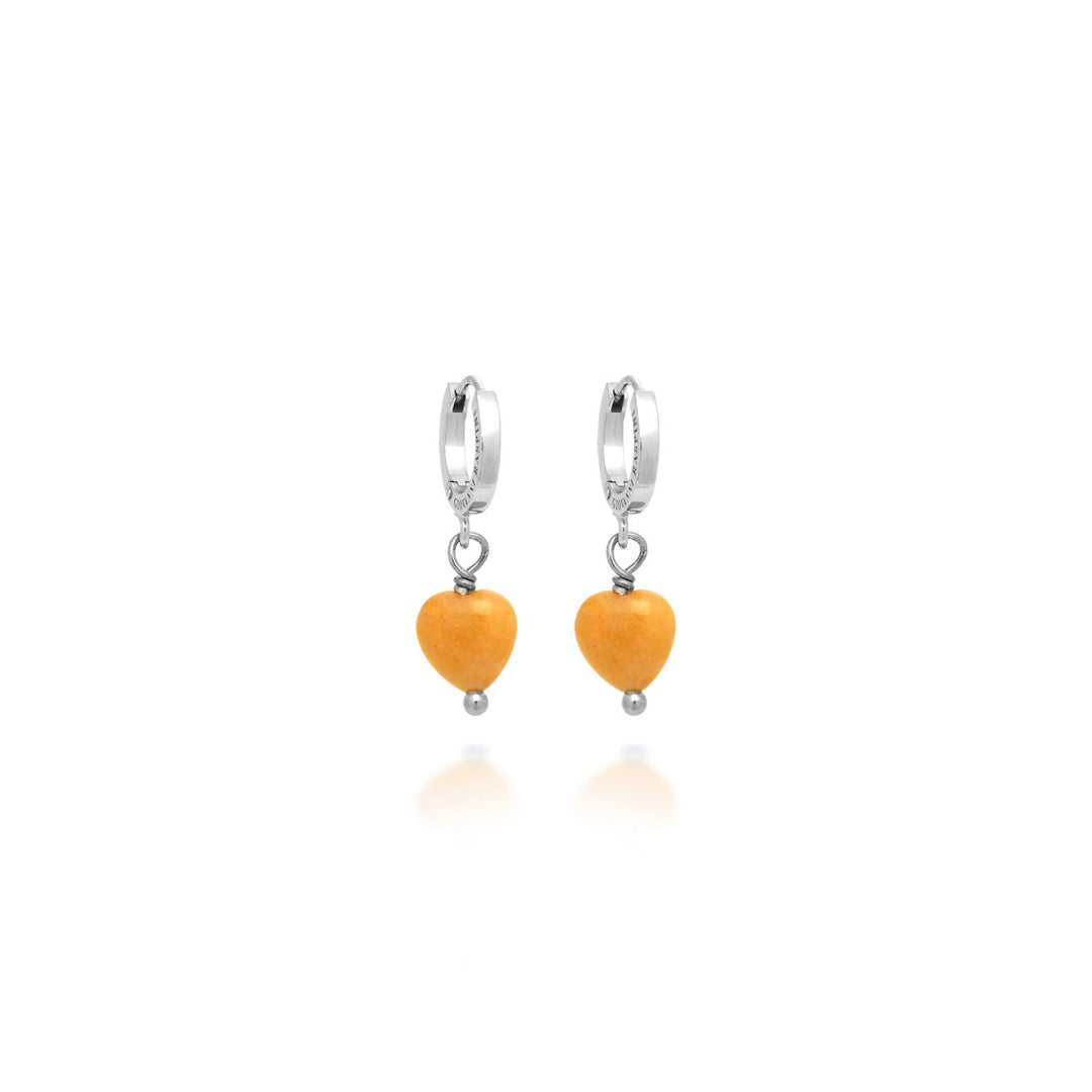 Giovanni Raspini Yellow Aventurine Huggie Heart Earrings silver X01903