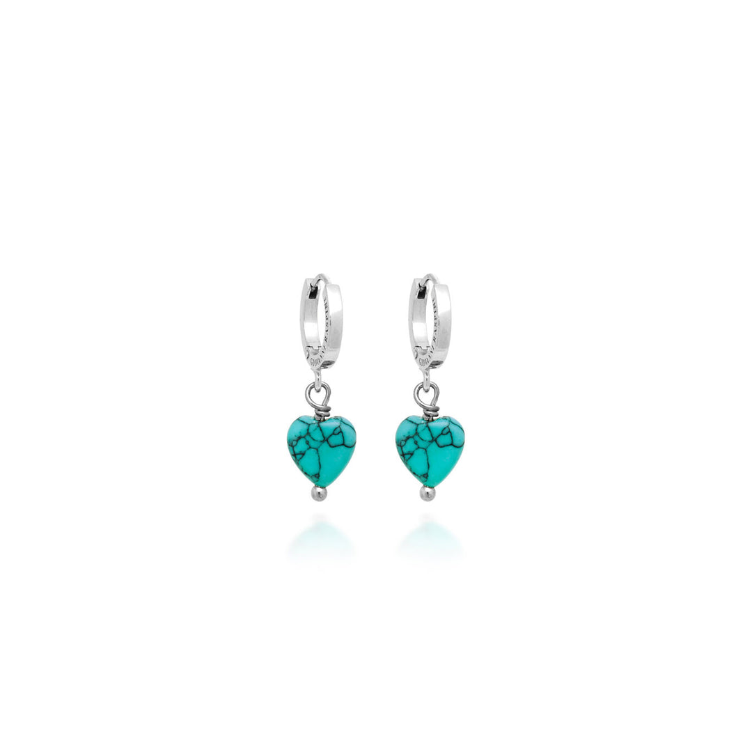 Giovanni Raspini Turquoise Heart Huggie Earrings silver X01904