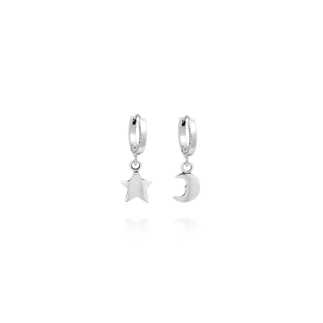 Giovanni Raspini Huggie Star Moon Earrings silver X01958