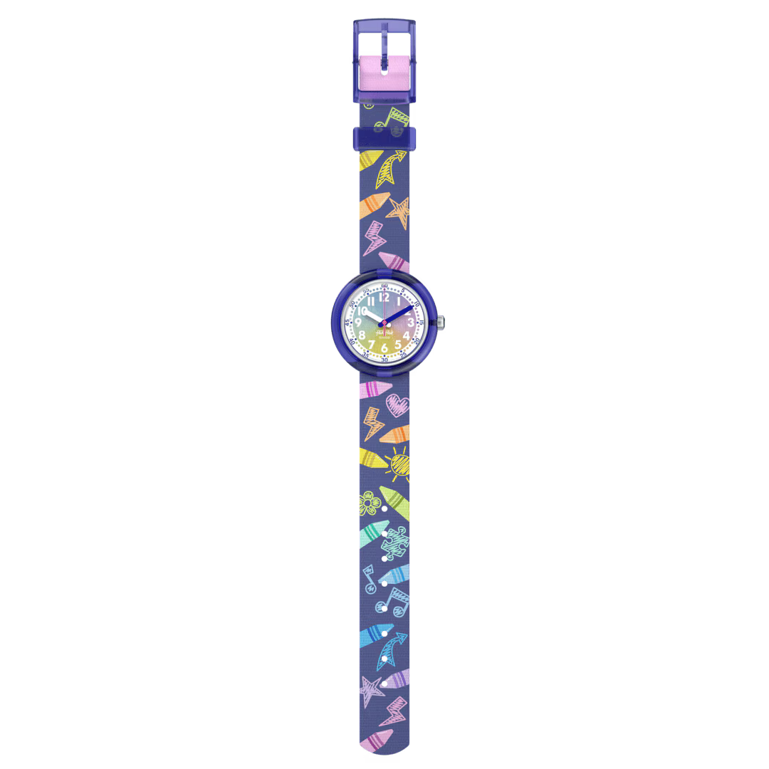 Flik Flak watch RAINBOW CRAYONS Classroom Creations 32mm FPNP173