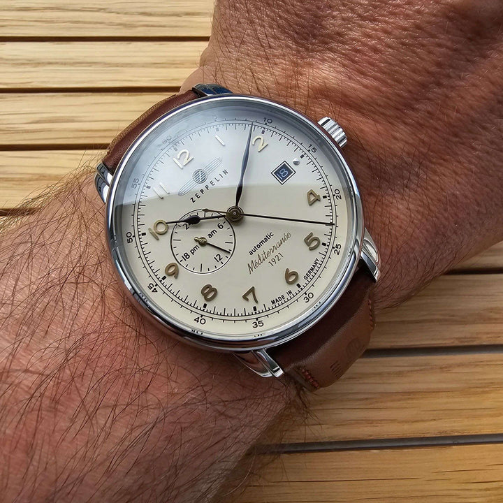 Zeppelin LZ121 Mediterranèe 24ore 40mm beige automatic steel 9668-5