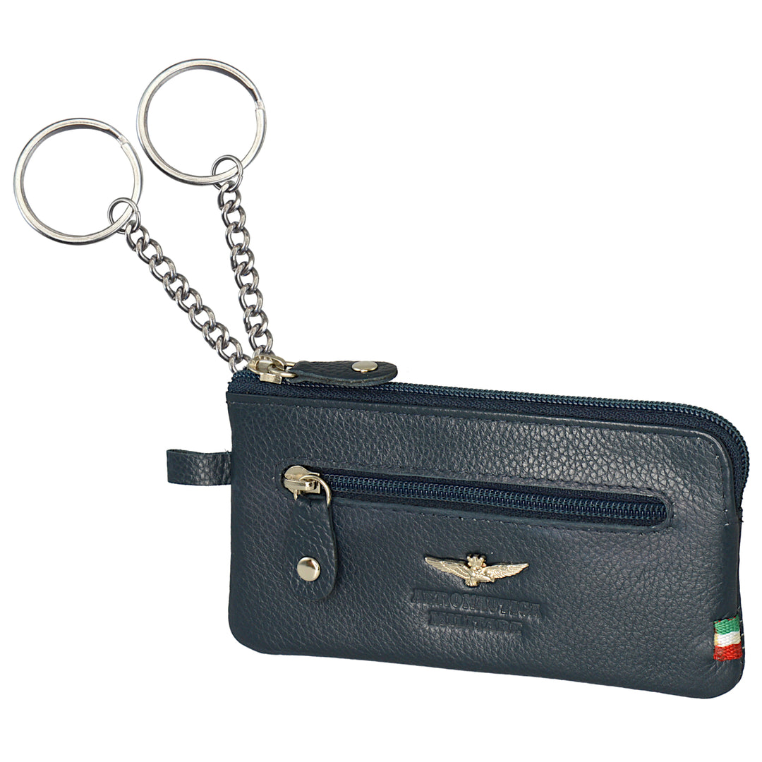 Keychain Míleata Air Force le fáinní agus carranna i leathar leathair AM107-BL