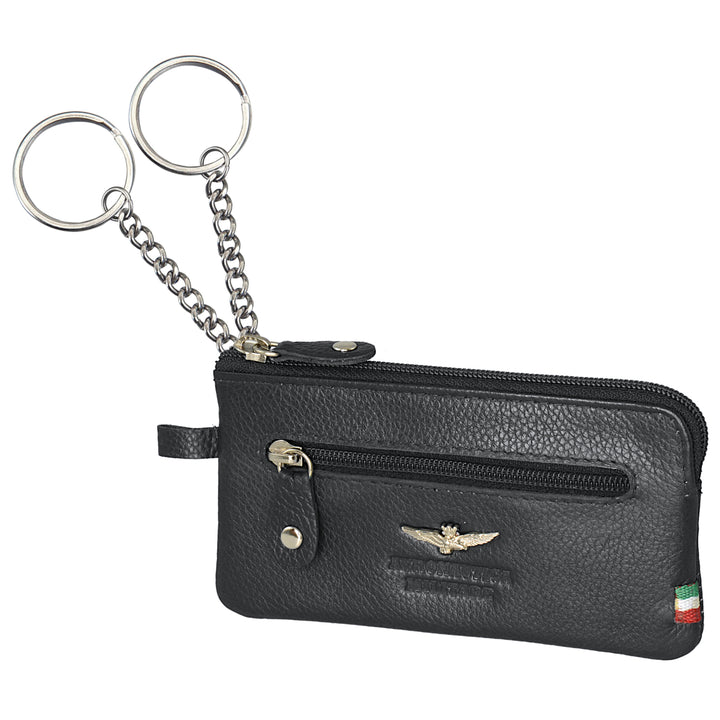 Keychain Míleata Air Force le fáinní agus carranna i leathar leathair AM107-NE