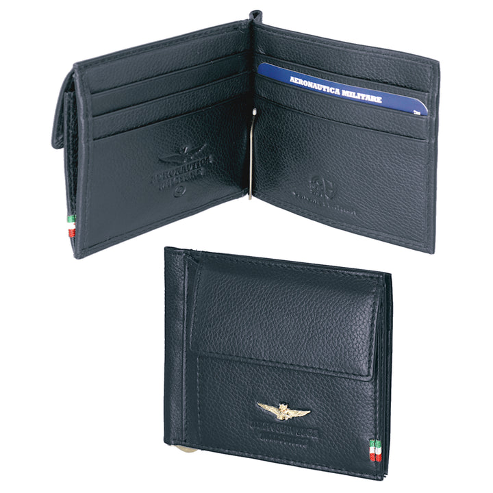 Air Force Military Wallet in Leather Winder Spring-Soldi Flag Am110-BL