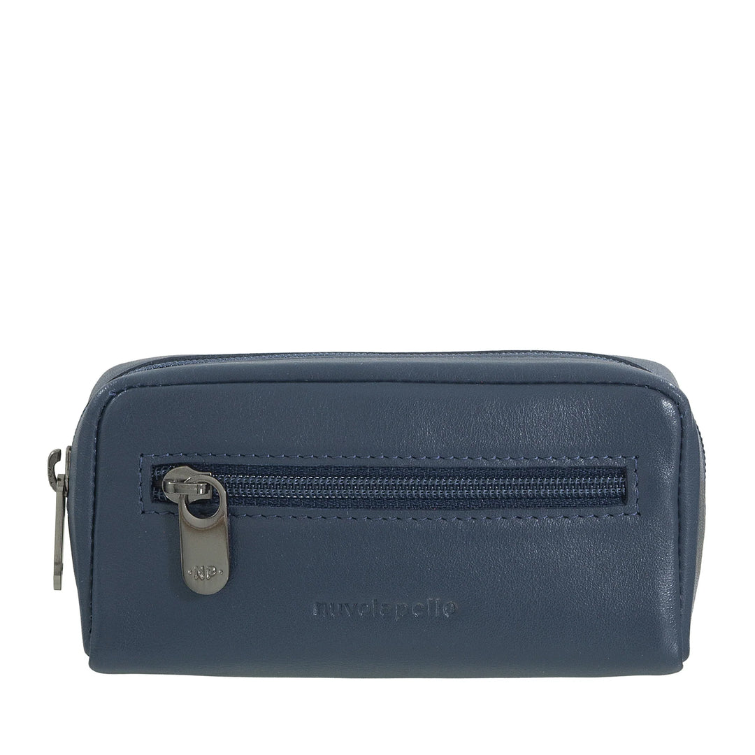 Nuvola Pelle Keychain for Men and Women in Genuine Leather - Coin Case Bag with Zip and 2 Key Rings