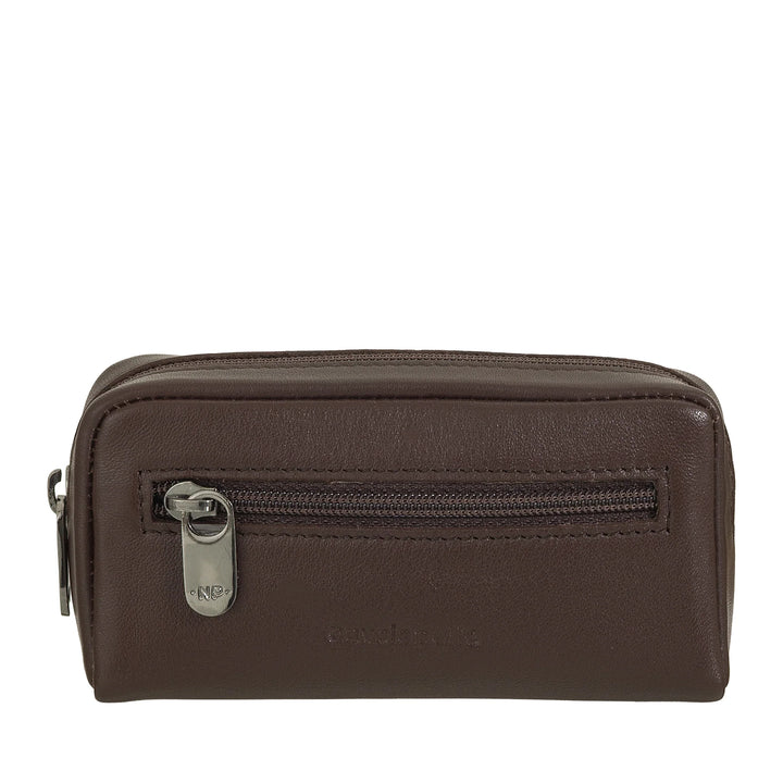 Nuvola Pelle Keychain for Men and Women in Genuine Leather - Coin Case Bag with Zip and 2 Key Rings