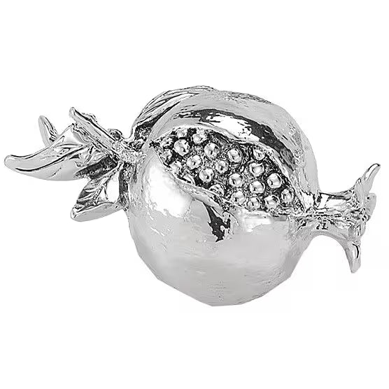 Pomegranate sovereigns with resin leaf 9cm silver laminate R 15091
