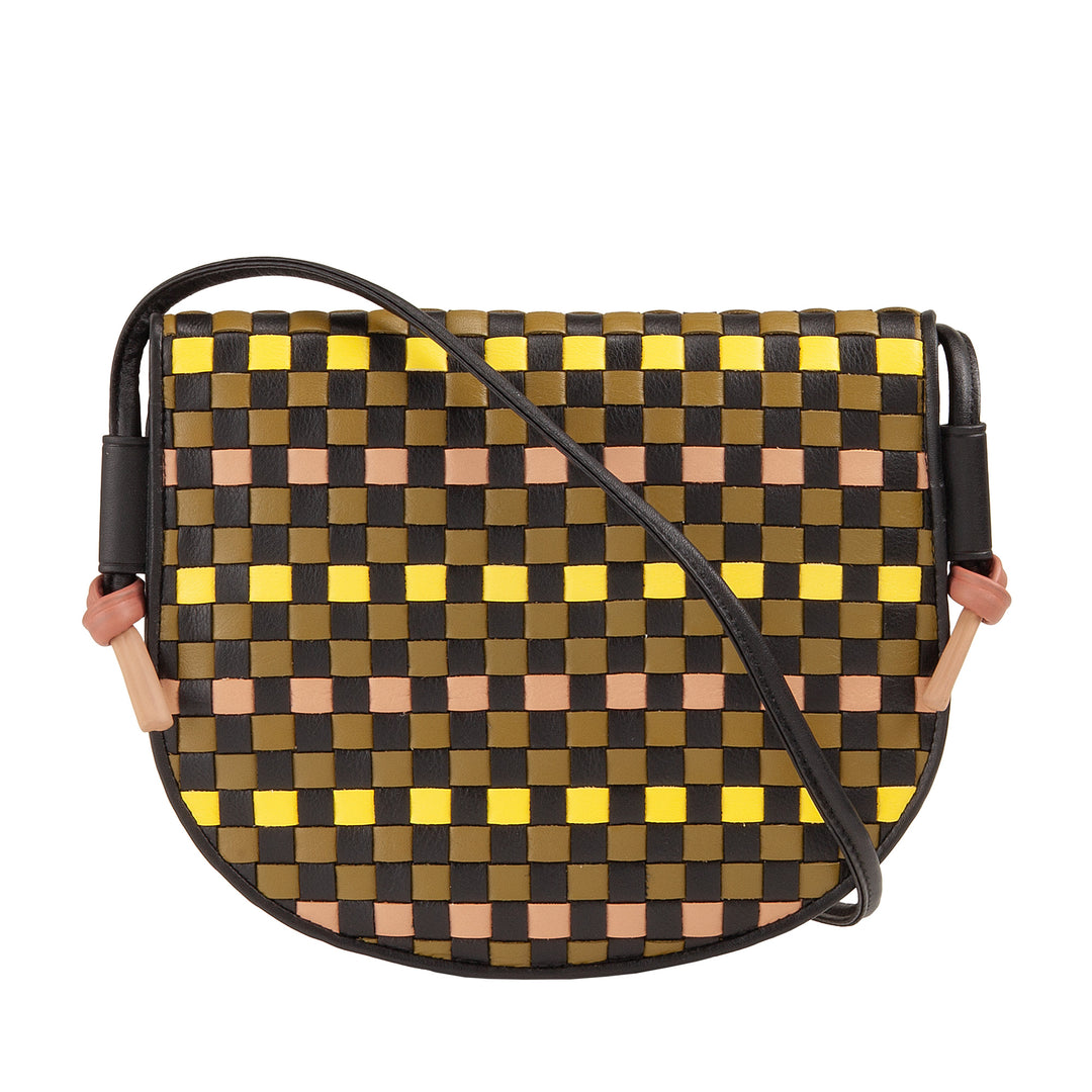 DUDU Small Woven Shoulder Bag in Genuine Leather with Flap - Elegant Handcrafted Women&