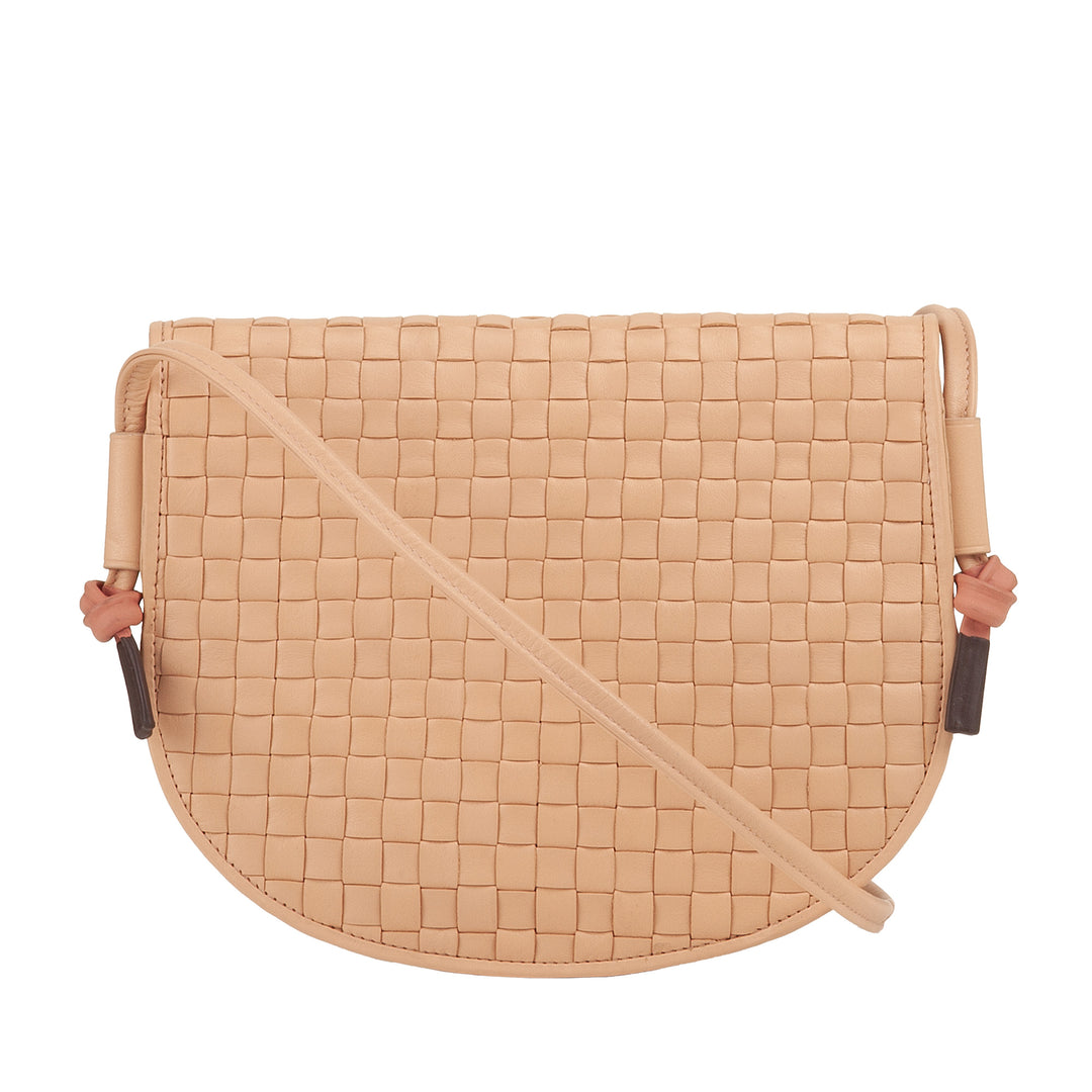 DUDU Small Woven Shoulder Bag in Genuine Leather with Flap - Elegant Handcrafted Women&